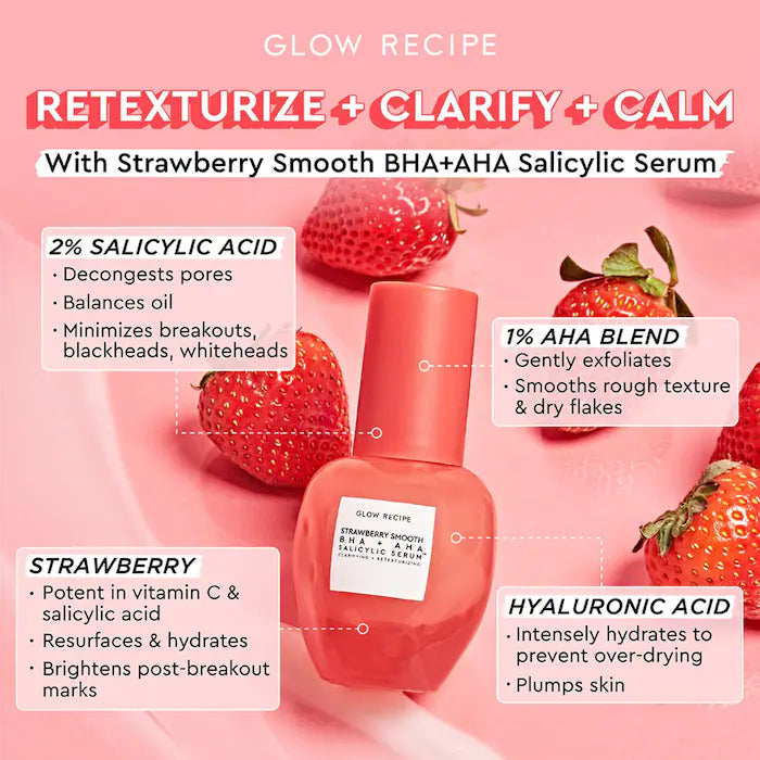 Glow Recipe -
Strawberry Smooth BHA + AHA Salicylic Acid Serum
