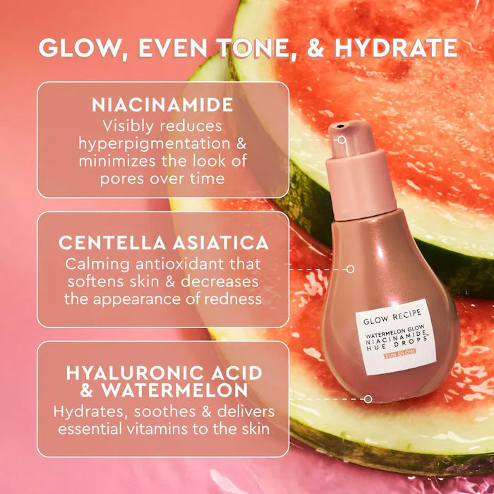 GLOW RECIPE - Watermelon Glow Niacinamide Hue Drops Sun Glow Serum