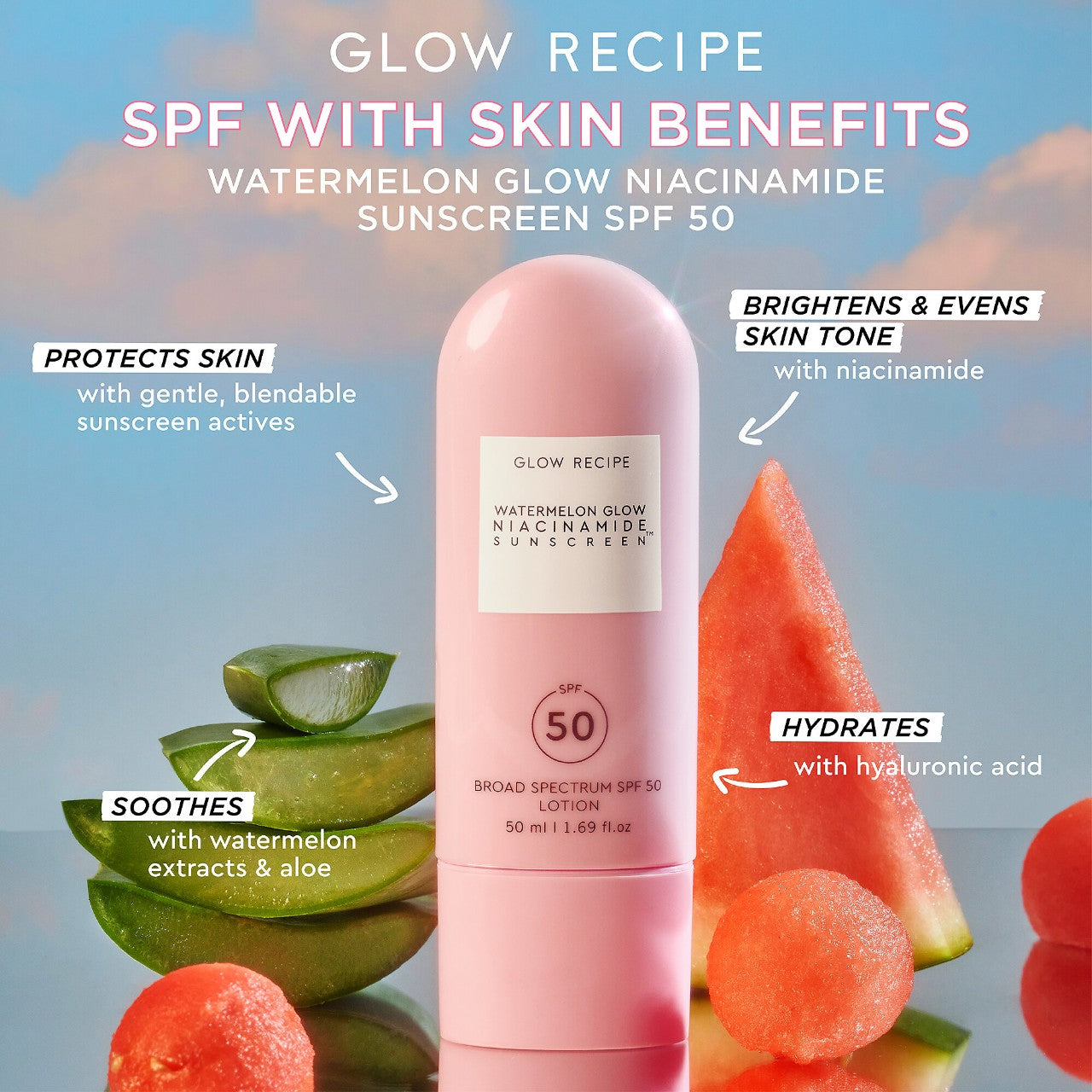 GLOW RECIPE - Watermelon Glow Niacinamide Sunscreen SPF 50