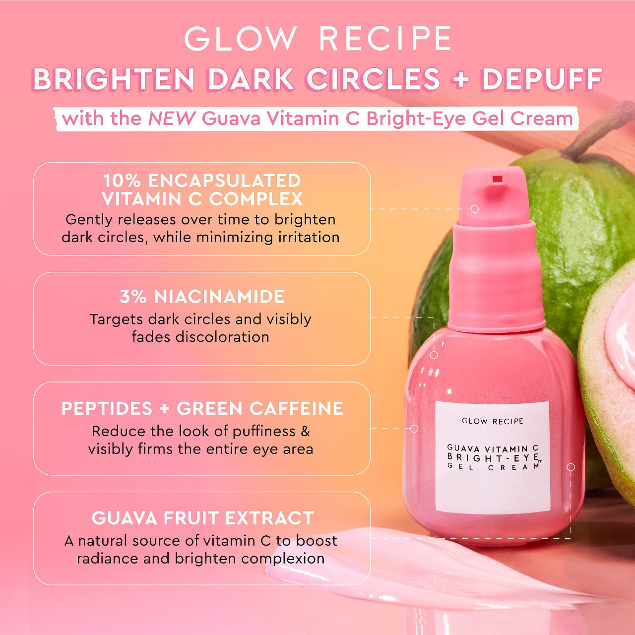 GLOW RECIPE - Guava Vitamin C Bright-Eye Gel Cream