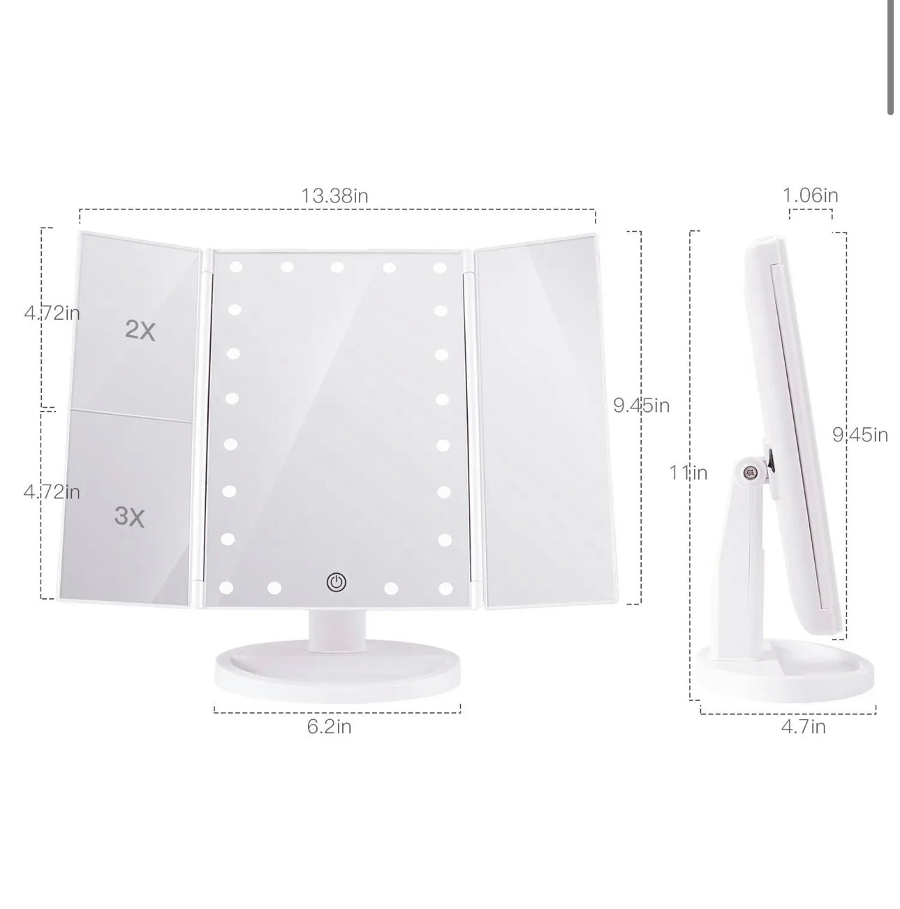 Foldable vanity makeup mirror