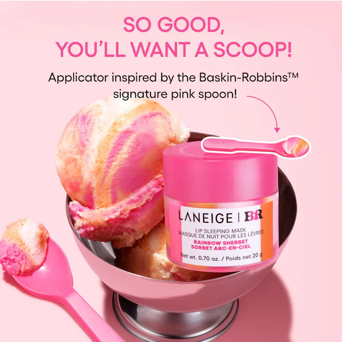 LANEIGE - Baskin Robbins Rainbow Sherbet 
Lip Sleeping Mask Intense Hydration with Vitamin C