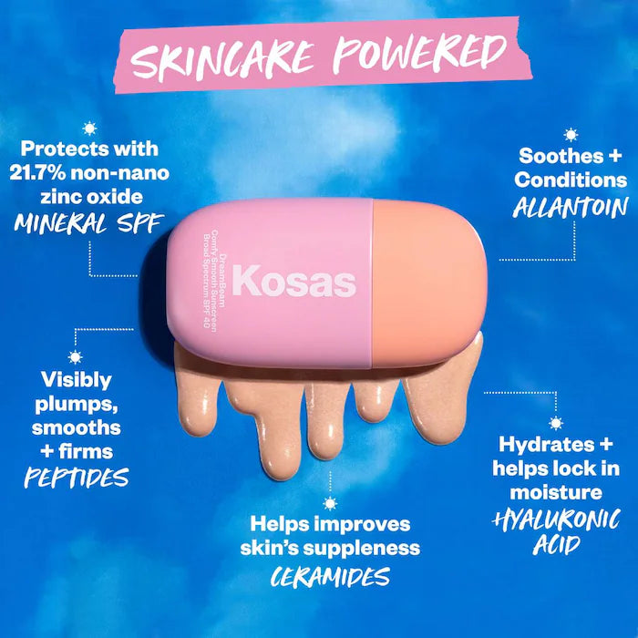 KOSAS - DreamBeam Silicone-Free Mineral Sunscreen SPF 40 with Ceramides and Peptides