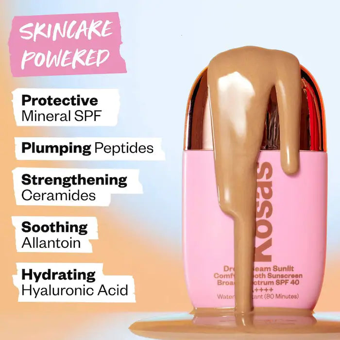 KOSAS - DreamBeam Silicone-Free Mineral Sunscreen SPF 40 with Ceramides and Peptides