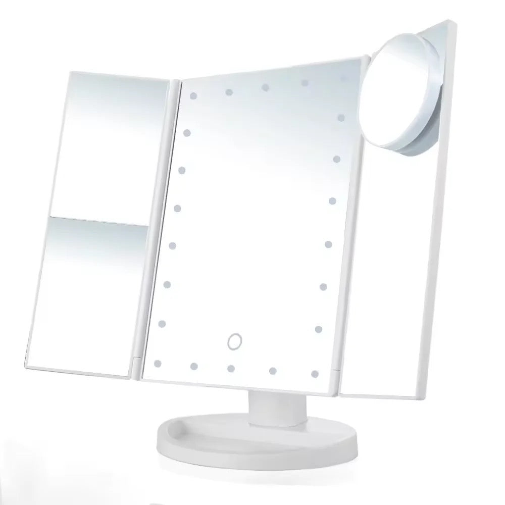 Foldable vanity makeup mirror